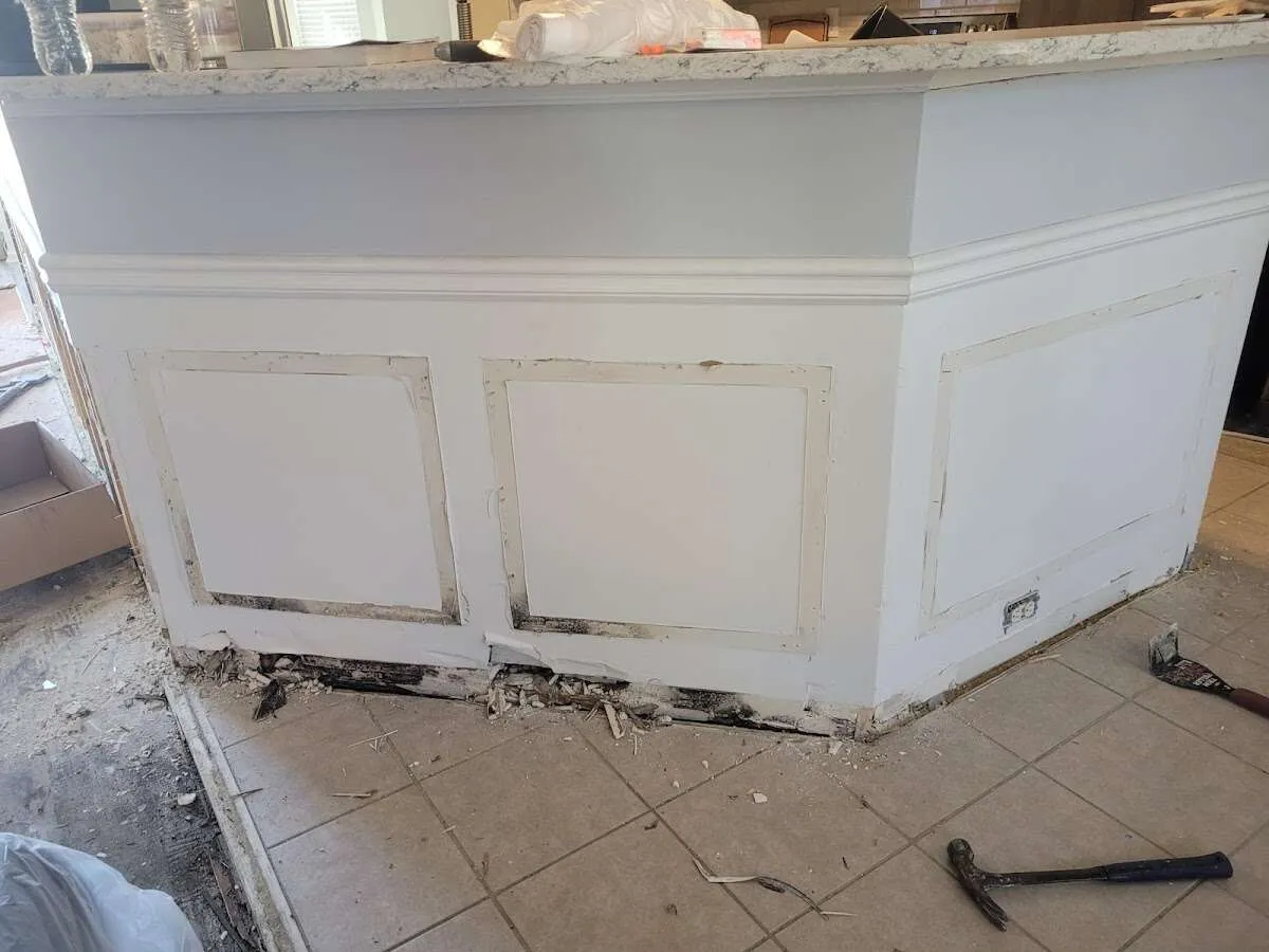Water damage and mold on kitchen during Storm Damage Restoration in Pembroke Pines